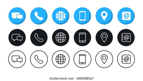 Set of contact us icons. Communication signs. Vector web icons.
