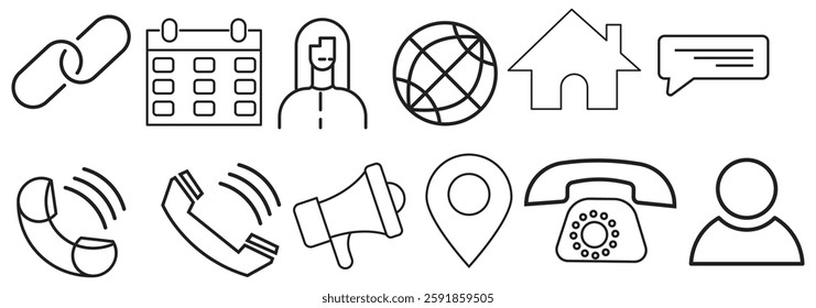 Set of contact us icons. Contact and communication icons. Contact information icons for business cards