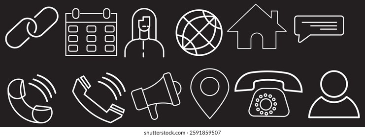 Set of contact us icons. Contact and communication icons. Contact information icons for business cards