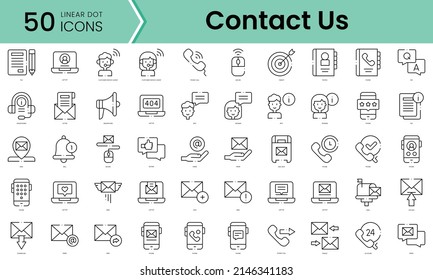 Set of contact us icons. Line art style icons bundle. vector illustration