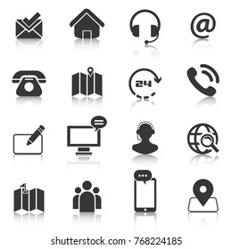 Set of contact us icons, map location, phone . Vector illustration