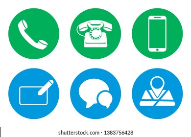 Set of contact us icons on circles. Vector illustration