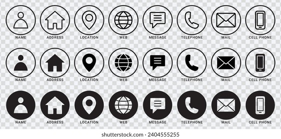 "set of contact us icons. vector illustration. Web icon set. Website icon vector eps 10"