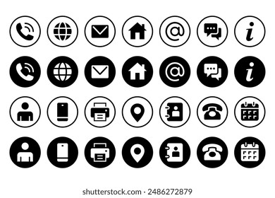 Set of contact us icons. vector illustration.