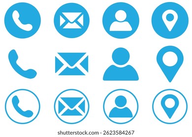 Set of contact us icons. Vector address business illustration. Set of web icons for email computer communication. Vector website icon set