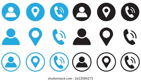 Set of contact us icons. Vector address business illustration. Set of web icons for email computer communication. Vector website icon set
