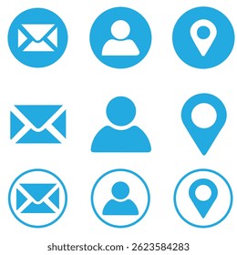 Set of contact us icons. Vector address business illustration. Set of web icons for email computer communication. Vector website icon set