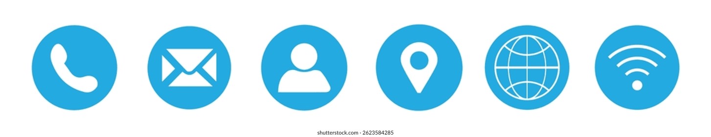 Set of contact us icons. Vector address business illustration. Set of web icons for email computer communication. Vector website icon set