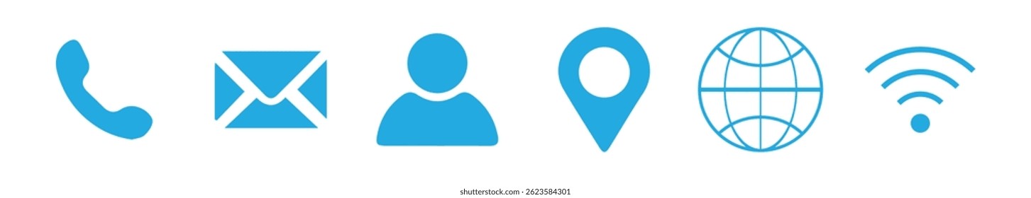Conjunto de iconos de contacto. Ilustración de negocio de Dirección de Vector. Conjunto de iconos web para la comunicación por correo electrónico. Conjunto de iconos de Sitio web de Vector