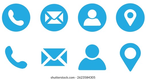 Set of contact us icons. Vector address business illustration. Set of web icons for email computer communication. Vector website icon set