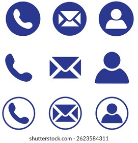 Set of contact us icons. Vector address business illustration. Set of web icons for email computer communication. Vector website icon set