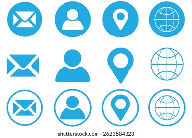Set of contact us icons. Vector address business illustration. Set of web icons for email computer communication. Vector website icon set