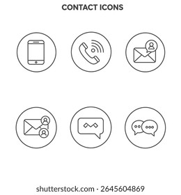 Set of contact us icons. Web icon set. Contact information icons for business cards, logo, vector design illustration, EPS 10