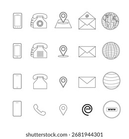 Set of contact us icons. Web icon set. Contact information icons for business cards,customer care and marketing.

