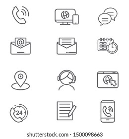 Set of contact us related icon such as phone, mail, chatting and more