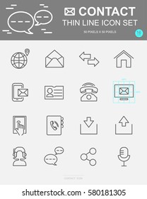 Set of Contact Vector Line Icons. Includes service, support, information, customer and more. 50 x 50 Pixel.