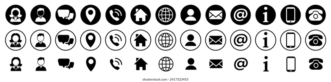 Set of Contact and web icons.Set of Icons for social networking.Contact icon.