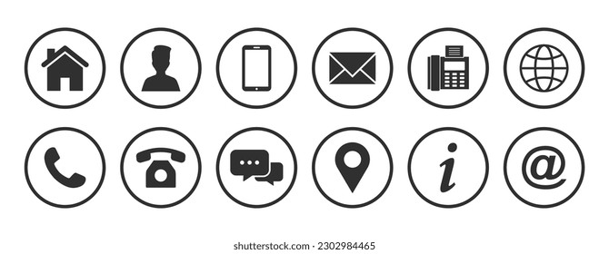 Set of Contact and web icons.Vector
