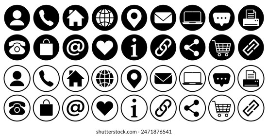 Set von Kontakt- und Web-Icons.Vektorgrafik
