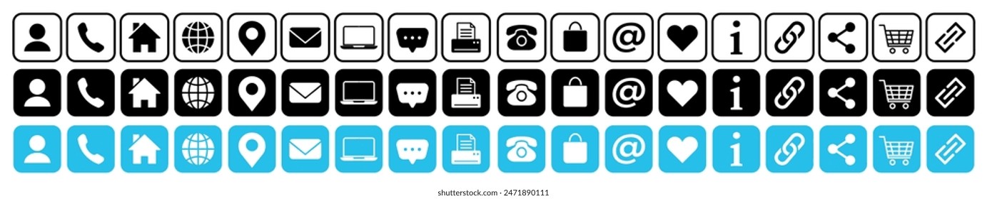  Set of Contact and web icons.Vector 