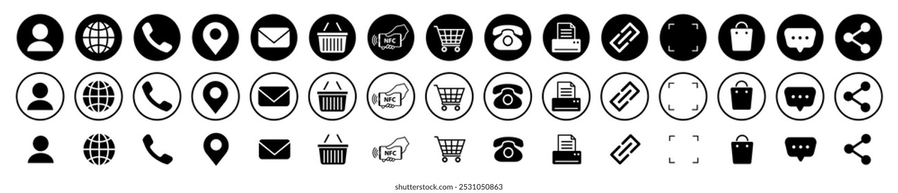 Set of Contact and web icons.Vector