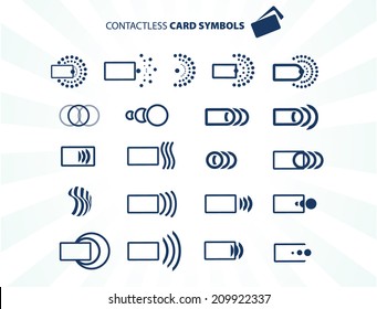 Set of contactless card icons isolated on white, vector illustration