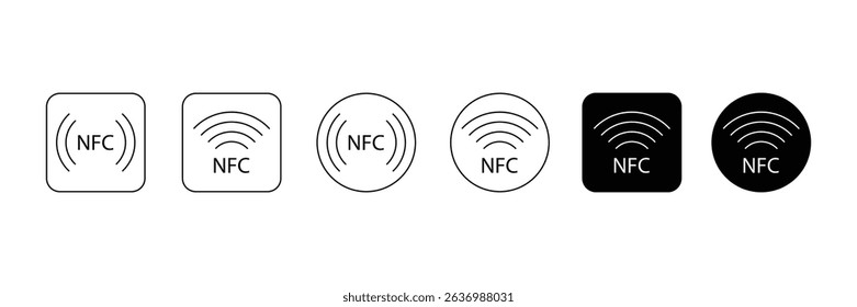 Set of contactless payment icon collection. NFC scan, Wireless payment symbol.