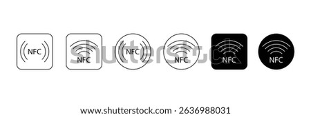 Set of contactless payment icon collection. NFC scan, Wireless payment symbol.