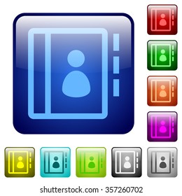 Set of contacts color glass rounded square buttons