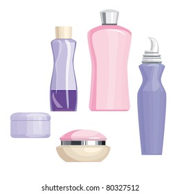 Set of containers for the cosmetics, isolated on a white background