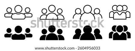 Set of Containing participants person group icon collection. Work team, organization, community symbol. Vector Illustration.
