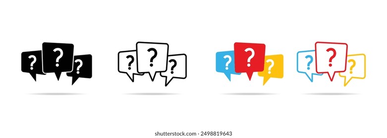 Set of Containing speech bubble, message, inbox, question and answer, Message box with question icon. Vector Illustration.