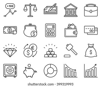 The set contains 20 fully scalable vector icons with outline style.