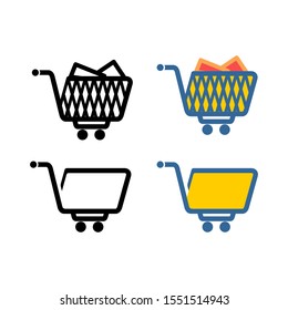 The set contains four shopping trolley icons. Vector icon