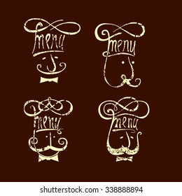  Set contains images of  chef of  chalk  line Set for design with chef icons. Hand draw style.