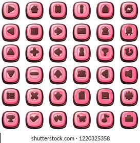 Set contains of various button with chocolate candy theme for creating casual puzzle games