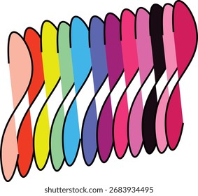 Conjunto de Ilustraciones vectoriales abstractas contemporáneas que capturan una sensación de movimiento fluido y energía. Estos patrones coloridos y monocromáticos con curvas y líneas suaves son perfectos para agregar un estilo moderno y 