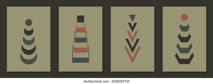 Set of contemporary art geometric shape posters vector illustration