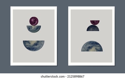 A set of contemporary art posters. Abstract forms. modern collage