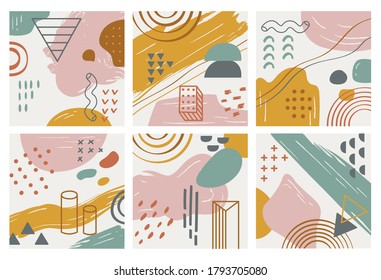 Set of contemporary background vector illustration, Doodle art backdrop