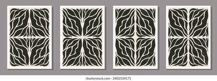 Set of contemporary collage botanical minimalist wall art poster