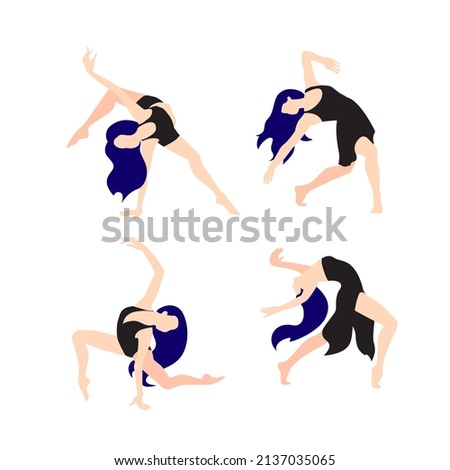 Set of contemporary dance poses. Isolated on white background. Vector illustration
