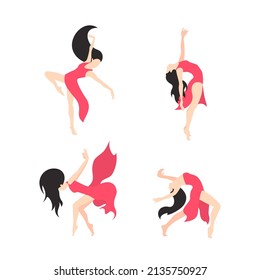 Set of contemporary dance poses. Vector illustration