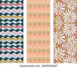 A set of Contemporary and Floral Seamless Pattern for printing