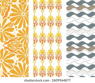 A set of Contemporary and Floral Seamless Pattern for printing