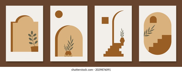 Set of contemporary landscape posters vector illustration