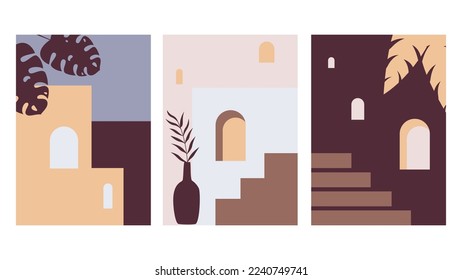 set of contemporary posters boho style