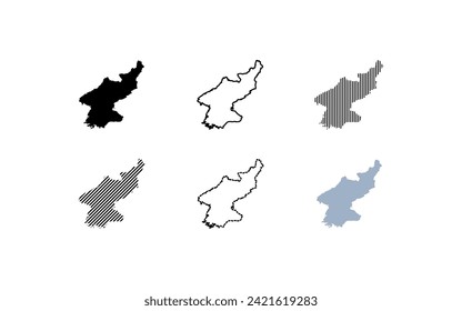 Set of continent icons. Silhouette, line and flat style. Vector icon