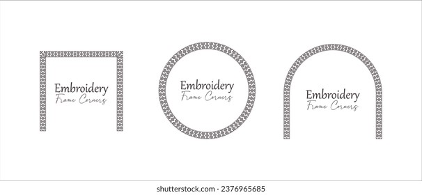 set continuous corners frame.
abstract decorative ornamental traditional folk cross stitch embroidery.