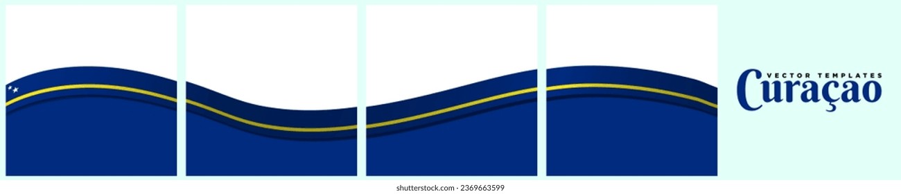 Set of Continuous Curacaoan Flag Template Frames. Set of carousel Curacao Ribbon Flag card layout templates. Social Media template with flag of Curacao. Editable Vector Illustration.
